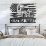 us semi truck driver custom metal wall art led light trucker name sign 1