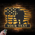 us soldier kneeling praying at memorial cross custom metal wall art 1