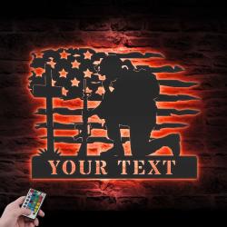 us soldier kneeling praying at memorial cross custom metal wall art 2