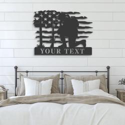 us soldier kneeling praying at memorial cross custom metal wall art 6