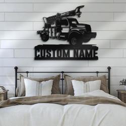 utility truck driver custom metal wall art led light machine name sign 2