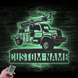 utility truck driver custom metal wall art led light machine name sign 3