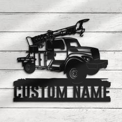 utility truck driver custom metal wall art led light machine name sign 4