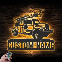 utility truck driver custom metal wall art led light machine name sign 5
