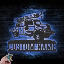 utility truck driver custom metal wall art led light machine name sign 6