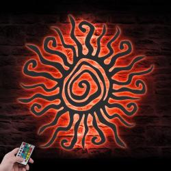 Wacky Sun Custom Metal Wall Art LED Light Sun Sign Home Decor