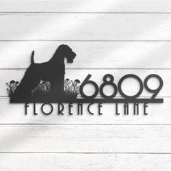 welsh terrier dog house number custom metal address sign dog home number 3