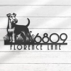 Welsh Terrier House Number Custom Metal Address Sign Dog Home Number