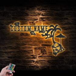 wild flower hawaii state custom metal wall art led light 2