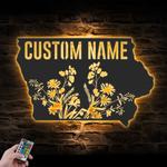 wild flower iowa state custom metal wall art led light 1