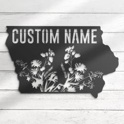 wild flower iowa state custom metal wall art led light 5