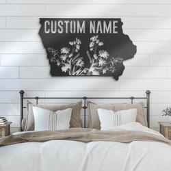 wild flower iowa state custom metal wall art led light 6