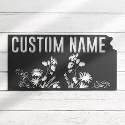wild flower kansas state custom metal wall art led light 2
