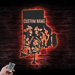 wild flower rhode island state custom metal wall art led light 1