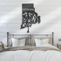 wild flower rhode island state custom metal wall art led light 3