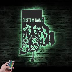 wild flower rhode island state custom metal wall art led light 6