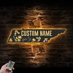 wild flower tennessee state custom metal wall art led light 1
