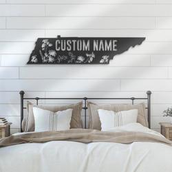 wild flower tennessee state custom metal wall art led light 4