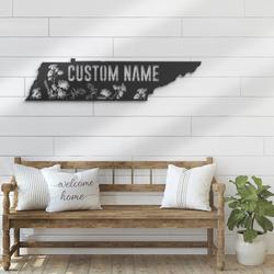 wild flower tennessee state custom metal wall art led light 6