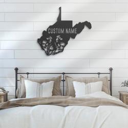 wild flower west virginia state custom metal wall art led light 2