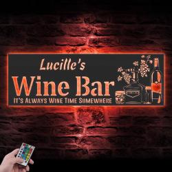wine bar custom metal wall art led light alcohol drink name sign 5