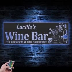 wine bar custom metal wall art led light alcohol drink name sign 6