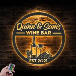 wine bar custom metal wall art led light alcoholic drink bar pub name sign 2