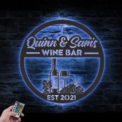 wine bar custom metal wall art led light alcoholic drink bar pub name sign 5