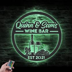 wine bar custom metal wall art led light alcoholic drink bar pub name sign 6