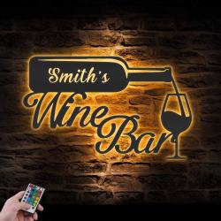 wine bar pub custom metal wall art led light alcohol drinking name sign 2