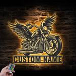 wings motocross custom metal wall art led light motorcycle wings name sign 1