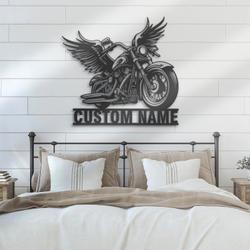 wings motocross custom metal wall art led light motorcycle wings name sign 4