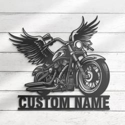 wings motocross custom metal wall art led light motorcycle wings name sign 6