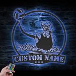 woman water polo player custom metal wall art led light 1