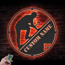 work repairs roofs custom metal wall art led light roofer name sign 4
