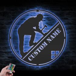 work repairs roofs custom metal wall art led light roofer name sign 5