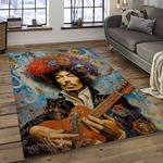 jimi hendrix guitairist song writer rectangle area rug carpet for living room home room decor gift for friends dark room jmh34