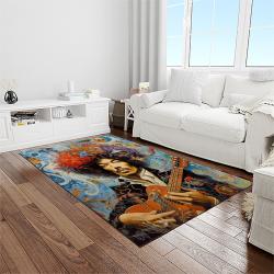 jimi hendrix guitairist song writer rectangle area rug carpet for living room home room decor gift for friends light room jmh34