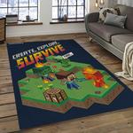minecraft video game carpet rectangle area rug for living room home room decor gift for friends dark room mnc11