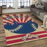 mlb atlanta braves baseball team logo sport carpet rectangle area rug for living room home room decor dark room albr26