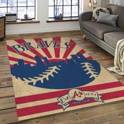 MLB Atlanta Braves Baseball Team Logo Sport Carpet Rectangle Area Rug For Living Room Home Room Decor ALBR26