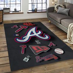 MLB Atlanta Braves Baseball Team Logo Sport Carpet Rectangle Area Rug For Living Room Home Room Decor ALBR34