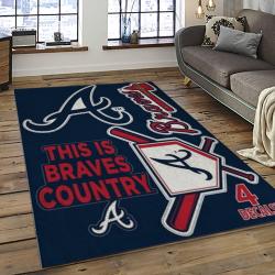 MLB Atlanta Braves Baseball Team Logo Sport Carpet Rectangle Area Rug For Living Room Home Room Decor ALBR5
