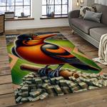 mlb baltimore orioles baseball team logo sport carpet rectangle area rug for living room home room decor dark room btmo48