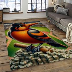 MLB Baltimore Orioles Baseball Team Logo Sport Carpet Rectangle Area Rug For Living Room Home Room Decor BTMO48