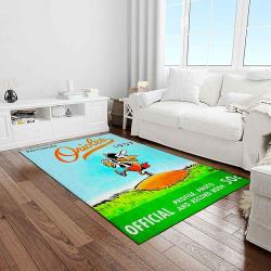 mlb baltimore orioles baseball team logo sport carpet rectangle area rug for living room home room decor light room btmo2