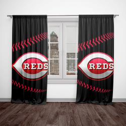 mlb cincinnati reds baseball team logo sport window curtain home decor cnnr1