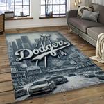 mlb los angeles dodgers baseball team logo sport carpet rectangle area rug for living room home room decor dark room ladg1