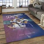 mlb los angeles dodgers baseball team logo sport carpet rectangle area rug for living room home room decor dark room ladg4