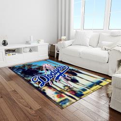 mlb los angeles dodgers baseball team logo sport carpet rectangle area rug for living room home room decor light room ladg33
